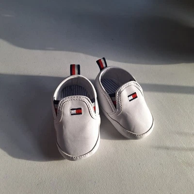 Tommy Hilfiger Bebé Signature Rayas Zapatilla Sin Cordones Blanco Talla Infantil - 1 - LN Foto 1 de 4