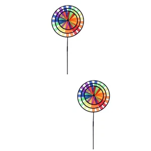 2 Pieces Rainbow Wheel Pinwheel Windmill Toy Toddler Child Pinwheels Outdoor - Picture 1 of 12