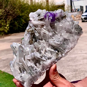 2.53LB Natural Transparent Chrysanthemum crystal Cluster with Amethyst Specimen - Bild 1 von 17