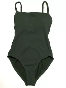 Kona Sol Women's Size S (4-6) Green Textured Crinkled One-Piece Swimsuit - Picture 1 of 8