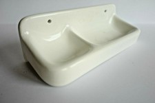 LARGE VINTAGE PORCELAIN SOAP TRAY FRENCH WALL HANGING