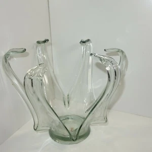Candelabro para plato de vidrio reciclado soplado a mano estilo Art Deco La Mediterranea - Imagen 1 de 8