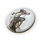 Vintage 13/16" Inch Ceramic Button - Three Horse Heads Animal Equestrian