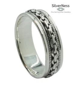SilverNess Men's Jewellery Chain Ring: 925 Sterling Silver - Picture 1 of 4