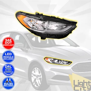 For 2017-2020 Ford Fusion Passenger Halogen Headlight with Bulbs (LED DRL) RH - Picture 1 of 6