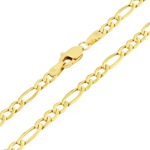 Real 14K Yellow Gold 2.5mm Figaro Chain Italian Link Pendant Necklace Mens 24" - Picture 1 of 8