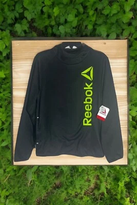 Sudadera con capucha Reebok para niños negra y verde neón con bolsillos con cremallera XL 14/16 Foto 1 de 4