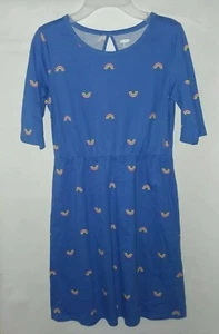  Old Navy Blue Rainbow Fit & Flare Jersey Dress Youth Girls Size 14 XL NWT New - Picture 1 of 7