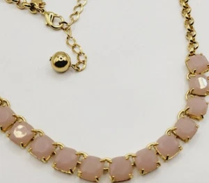 Kate Spade New York Lucite Gold tone collar Necklace Pink Runway Statement 20 in - Picture 1 of 9