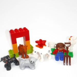 LEGO Duplo 16 Pc FARM LOT Animals Farmer Woman Figure Goat Horse Dog Cat Chicken - Picture 1 of 8