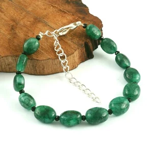 Natural Emerald Beryl Oval Beads Bracelet for Gifted Jewelry 7 inches - Picture 1 of 6