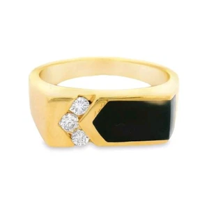 Kabana 14K Yellow Gold Natural Diamond & Onyx Ring Size 10 MSRP $3,580 - Picture 1 of 9