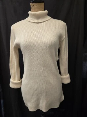 Vintage Bruestle Wool Blend Champagne Turtleneck Ribbed Sweater Size L - Image 1 of 4