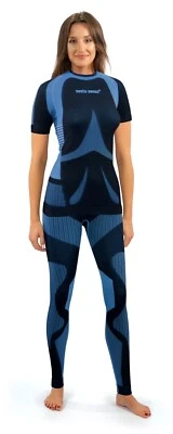 SESTO SENSO Damen Funktionsunterwäsche Set Kurzarm Shirt Lange Unterhose Sportunterwäsche
