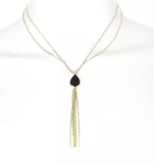 Sonyarenee 'bailey' 14k Gold Black DRUSY Tassel Y-necklace 133101
