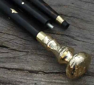 Bastón Bastón Estilo Vintage Latón Sólido Diseñador Cabeza de León Madera Regalo - Imagen 1 de 4