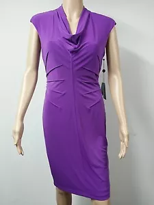 NEW FAST to AUS - Adrianna Papell Tuck Jersey Sleeveless Dress - Size 10 Purple - Picture 1 of 3
