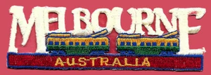 MADE IN AUSTRALIA UNSEWN VINTAGE PATCH APPLIQUE MELBOURNE TROLLEY CARS LYGON ST - Picture 1 of 1