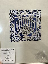 8 Vintage Laser Cut Menorah Cards “Happy Hanukah”