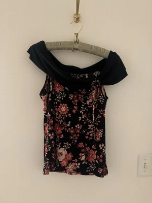 винтажный «сьюзи в городе» цветочный с плеча бак блузка размер M - Изображение 1 из 4