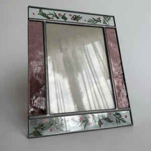 Vintage 5x7" Carr Burnes Of Boston Pink Stained Glass Floral Photo Picture Frame - Picture 1 of 9