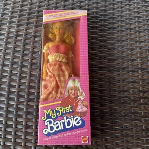 My First Barbie Puppe von Mattel #1875 blond Barbie rosa Gingham Kleid 1982 - Bild 1 von 12