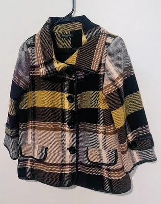 VTG For Cynthia Plaid Blazer Jacket Women’s Petite M Mustard Brown Purple 90s  - Image 1 of 4