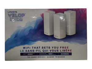 *NEW SEALED* Linksys Velop AC6600 Tri-Band Whole Home Wi-Fi System WHW0303 Q - Afbeelding 1 van 2