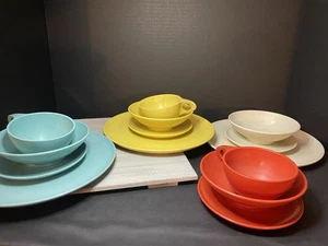 Vintage Kenro Holiday Melamine Speckled 14 Pc Dish Set White Orange Blue Yellow - Picture 1 of 20