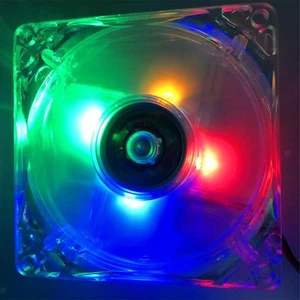Computerlüfter 4 LED 80mm 8025 Leiser PC-Computergehäuse-Kühlerlüfter - Afbeelding 1 van 7