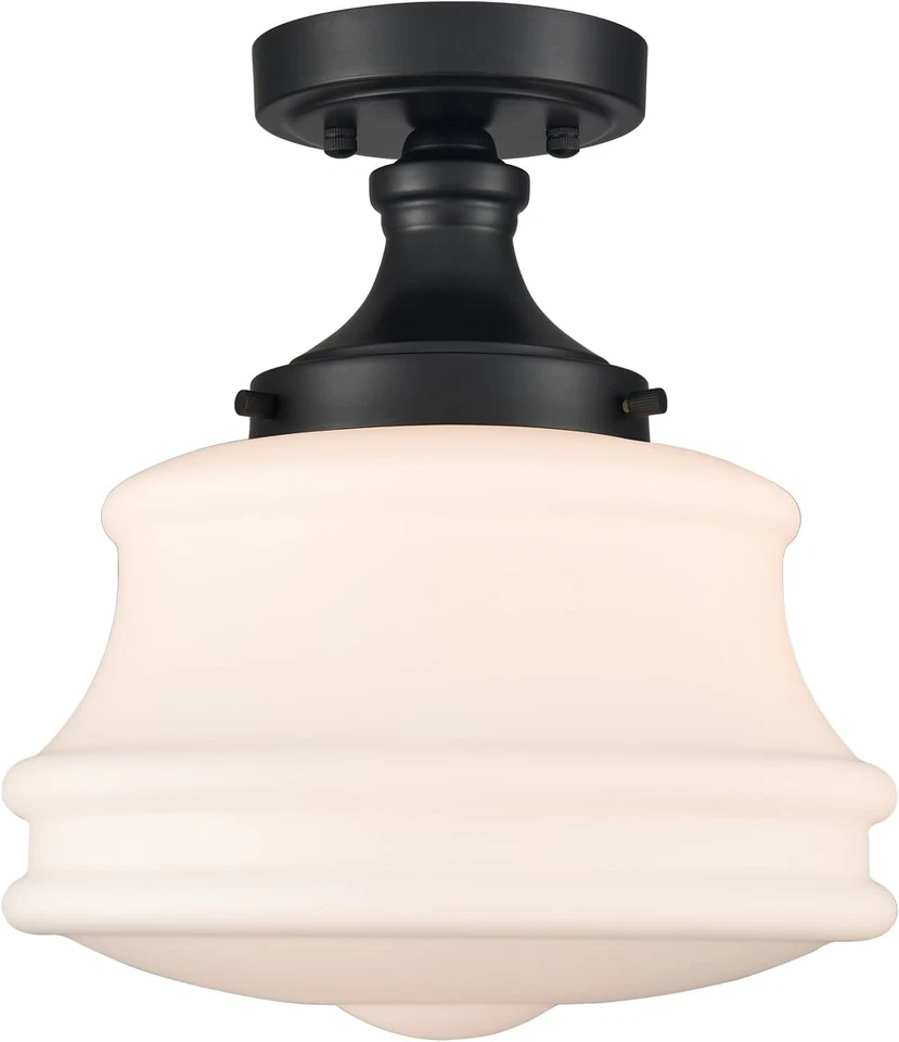 Luz de techo negra semi empotrada de vidrio esmerilado para escuela Foto 1 de 4