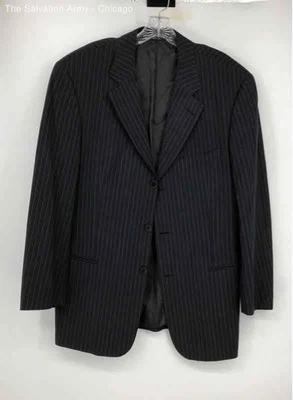 Hugo Boss Mens Blue Gray Striped Long Sleeve Single-Breasted Blazer Size 40R - Image 1 of 4