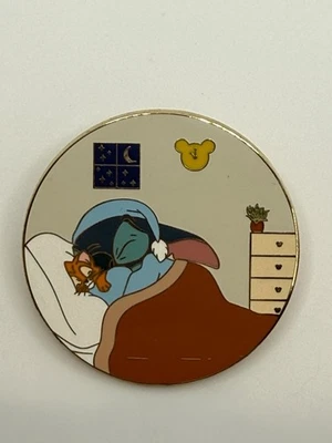 Fantasy Disney Stitch Sleeping With Oliver Kitten Cat Circle Pin Fan Made - Image 1 of 2