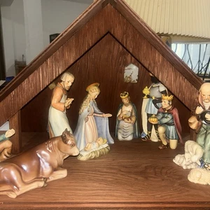 Vintage Hummel Goebel Krippenfigurenset 214 Serie 1951 W Germany Krippe 16x26" - Bild 1 von 10