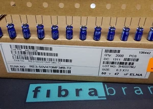 47uF 50V RM5,5mm  = RE3-50V470MF3#B ||  Elko  radial ||  6,3 X 11mm   100pcs - Bild 1 von 2