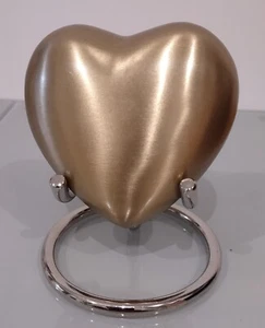 Funeral Cremation Urn for Ashes Human Memorial Token Heart Keepsake Brass Metal - Picture 1 of 7