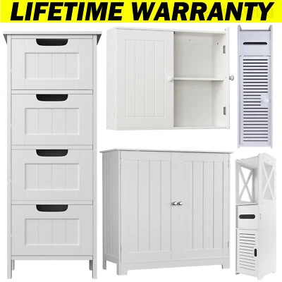 Bathroom Cabinet Shelf Cupboard Storage Free Standing Vanity Racking Unit Toilet