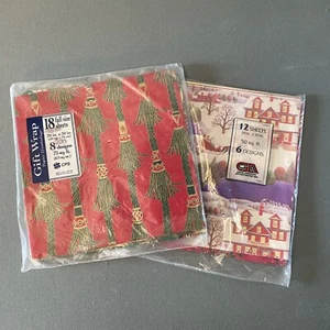 Lot 2 Packs NOS Vintage Christmas Gift Wrap Wrapping Paper 20x30” 30 Sheets USA - Picture 1 of 15