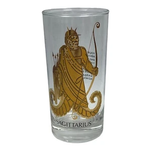 Vaso de vidrio MCM Sagitario zodiaco dorado Highball Tom Collins barware vintage - Imagen 1 de 2