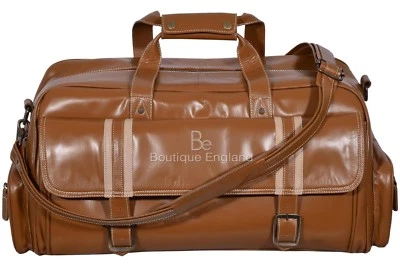 Leather Weekend Bag Tan Travelling Luggage Holdall Sports Classic Bag 9225 - Image 1 of 4