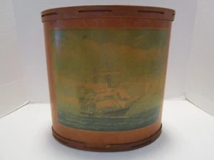 Bentwood Wastebasket trust Can decoupaged Lithograph Clipper ship Aristides 1930 - Picture 1 of 12