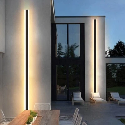 Lámpara de Pared LED Moderna Impermeable Exterior Tira Larga IP65Aluminio Luz de Pared Jardín Foto 1 de 4