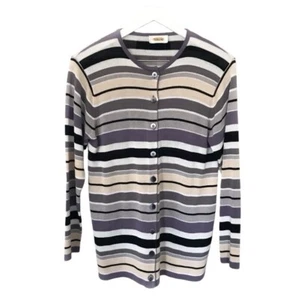 Cárdigan para mujer Talbots multicolor a rayas con botones delantero tejido talla mediana - Imagen 1 de 9