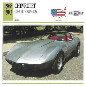Edito Service card 1968-1983 CHEVROLET CORVETTE STINGRAY Spec Sheet fact 1991 - Bild 1 von 2
