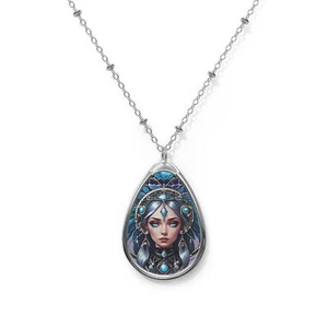"Dream Catcher Diva" ©️ by CLEArT (ConnieLynnArt) Oval Necklace - Picture 1 of 5