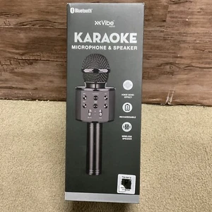 Vibe Sounds Black Wireless Bluetooth Karaoke Microphone Speaker Rechargeable - Picture 1 of 6