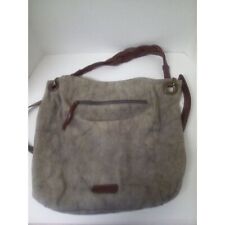 Lucky Brand Gray Canvas And Leather Crossbody Hobo Bag