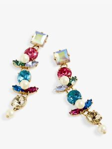 J. CREW PEARL  AND MULTI COLOR CRYSTAL BUDS DROP EARRINGS--SRP $65