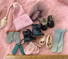 antique/vintage doll accessories: 3 pr shoes, socks, hat, mittens, and hairnet!!