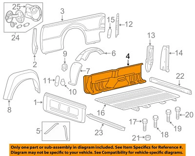 Panel de guardabarros trasero derecho Ford OEM F-350 Super Duty-cama-panel interior F81Z9927864AA Foto 1 de 2